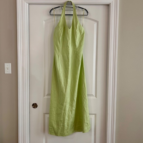 Vintage Laura Ashley Linen Halter Dress NWT mint lime geeen - Picture 2 of 7